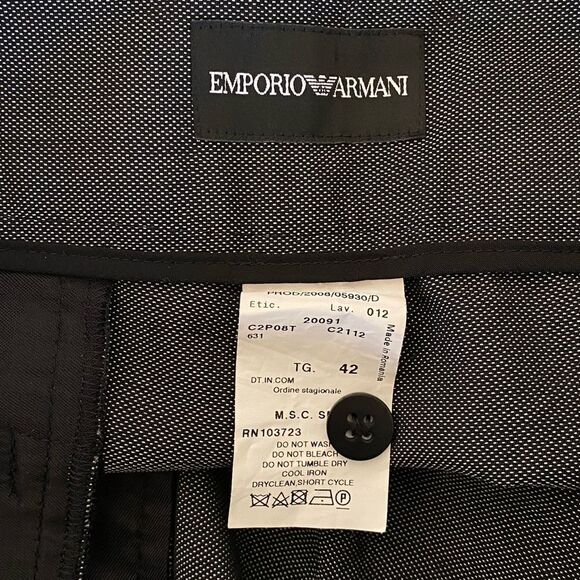 Emporio Armani Vintage Pleated Black White Wool Blend Trousers IT 42 Sz US 6 - Picture 8 of 10